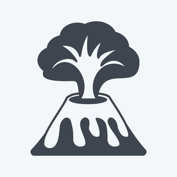 Volcano Erupting Icon in trendy glyph style isolated on soft blue background vector