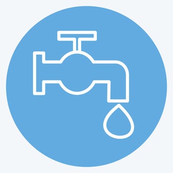 Water Tap Icon in trendy blue eyes style isolated on soft blue background vector