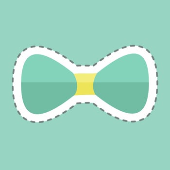 Bow Tie Sticker in trendy line cut isolated on blue background vector