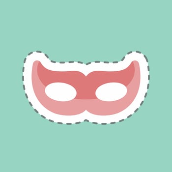 Eyes Mask Sticker in trendy line cut isolated on blue background vector