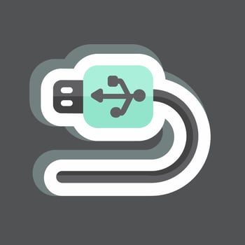 USB Cable Sticker in trendy isolated on black background vector
