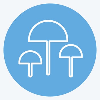 Mushrooms Icon in trendy blue eyes style isolated on soft blue background vector