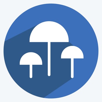 Mushrooms Icon in trendy long shadow style isolated on soft blue background vector