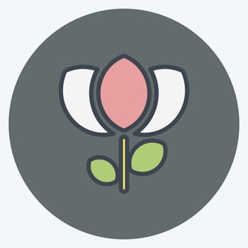 Flower Icon in trendy color mate style isolated on soft blue background vector
