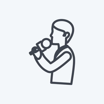Singing Icon in trendy line style isolated on soft blue background vector