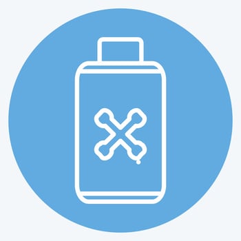 Pesticide Bottle Icon in trendy blue eyes style isolated on soft blue background vector