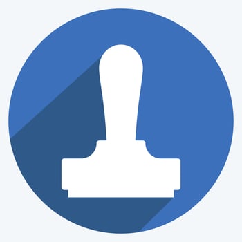 Ink Stamp Icon in trendy long shadow style isolated on soft blue background vector