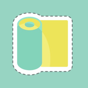 Rolled Mat Sticker in trendy line cut isolated on blue background vector