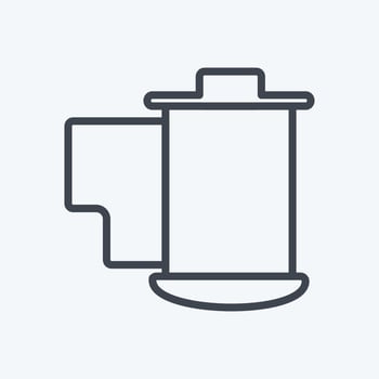 Film Reel Icon in trendy line style isolated on soft blue background vector