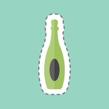 Bottle Sticker in trendy line cut isolated on blue background vector