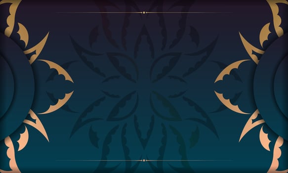 Background with gradient blue color with mandala gold ornament for design under the text vector