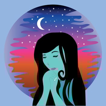 woman praying flat illustration vector