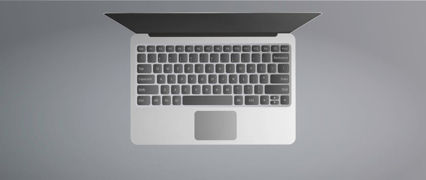 Modern laptop top view. Open laptop on a gray background. Realistic illustration. vector