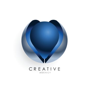 Initial letter logo template colored blue grey circle 3d design for business and company identity vector