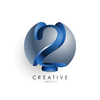 Initial letter logo template colored blue grey circle 3d design for business and company identity vector