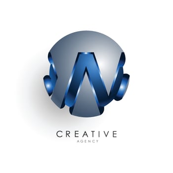 Initial letter logo template colored blue grey circle 3d design for business and company identity vector