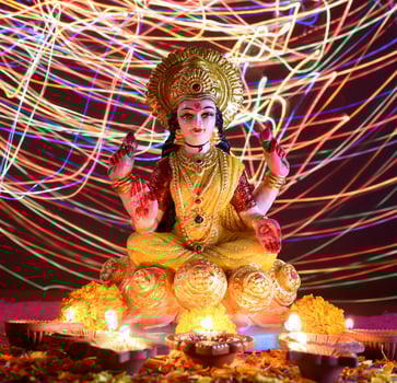 Lakshmi - Hindu goddess ,Goddess Lakshmi. Goddess Lakshmi during Diwali Celebration. Indian Hindu Light Festival called Diwali photo