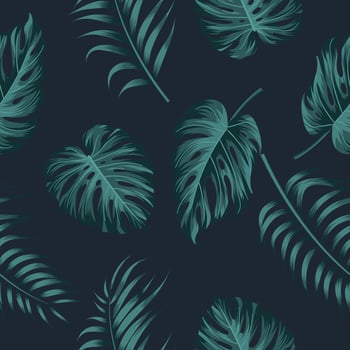Tropical leaves, jungle leaves seamless floral pattern background vector