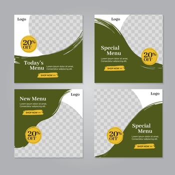 Restaurant food social media banner post design template vector