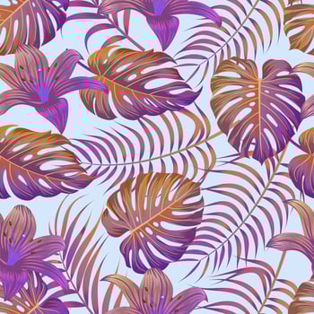 Floral seamless pattern with leaves. tropical background vector