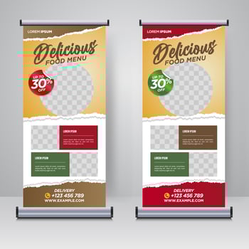 Food and Restaurant roll up banner design template vector