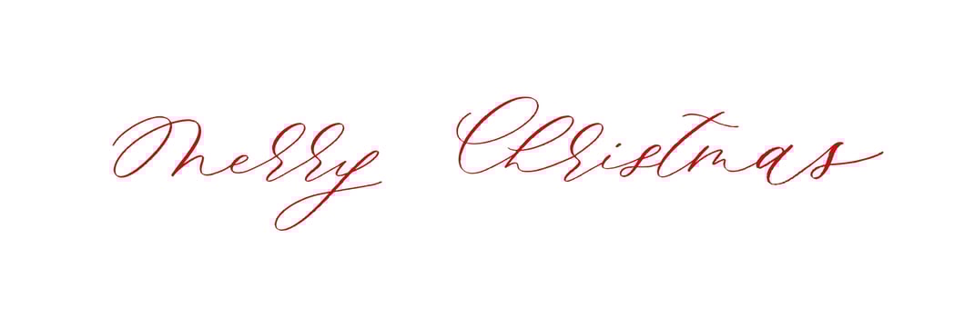 Merry christmas red hand lettering inscription for winter holiday design, calligraphy vector. vector