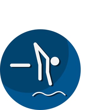 Jumping from a springboard into the watericon. A symbol dedicated to sports and games. Vector illustrations.