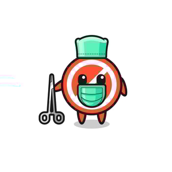 surgeon stop sign mascot character vector