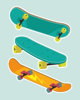 three skateboards sport vector