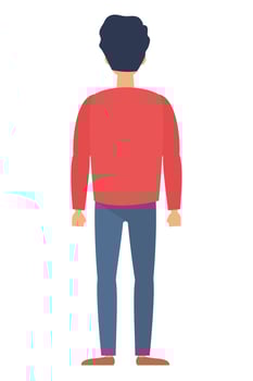 young man back avatar character icon vector