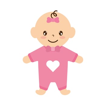 cute little baby girl character vector