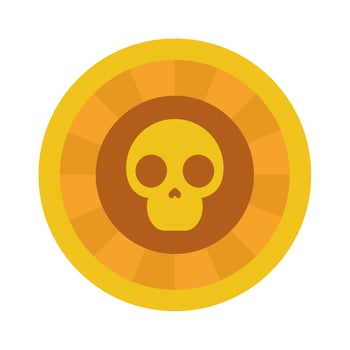 golden coin with mexican skull vector