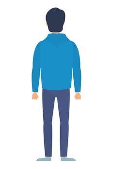 young man back avatar character icon vector
