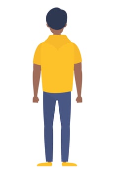 afro young man back avatar character vector