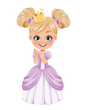 Cute little princess. Cartoon baby girl vector
