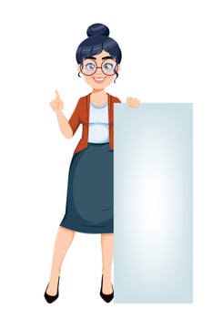 Happy Techer day. Cute female teacher vector