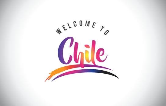 Chile Welcome To Message in Purple Vibrant Modern Colors. vector