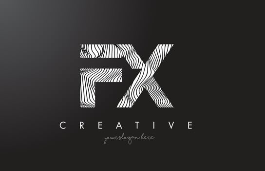 FX F X Letter Logo with Zebra Lines Texture Design Vector. vector