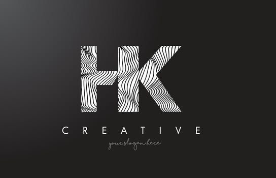 HK H K Letter Logo with Zebra Lines Texture Design Vector. vector