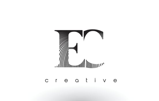 EC Logo Design With Multiple Lines and Black and White Colors. vector