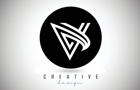 V Letter Logo Monogram Vector Design. Creative V Letter Icon with Black Lines
