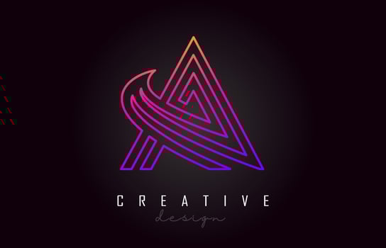 A Purple Letter Logo Monogram Vector Design. Creative A Vibrant Letter Icon