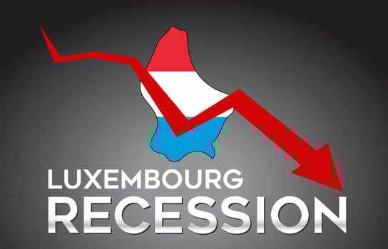 Map of Luxembourg Recession Economic Crisis Creative Concept with Economic Crash Arrow. vector