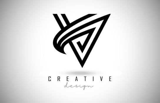 V Letter Logo Monogram Vector Design. Creative V Letter Icon with Black Lines