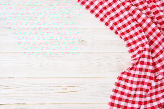 vintage tablecloth on old wooden table, holiday concept,mock up photo