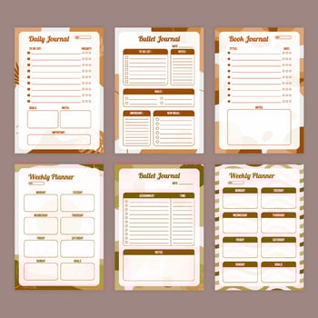 Monochrome Journal Planner Template Collection vector