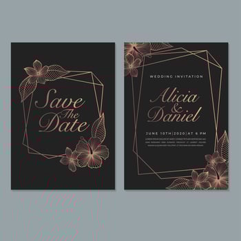Wedding Invitation Card template, with leaf and floral background vector