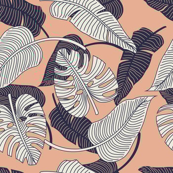 Floral seamless pattern with leaves. tropical background vector