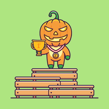 Cute pumpkin monster won the contest vector
