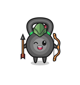 kettlebell cartoon as medieval archer mascot vector